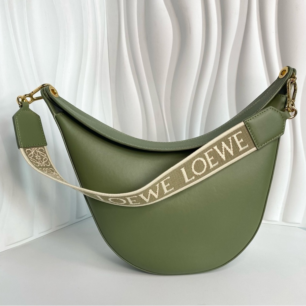 Loewe Luna Hobo Logo Belt Shoulder Bag Green
